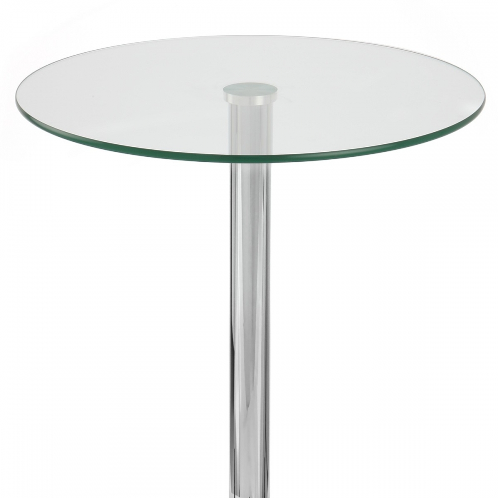 tavolino dappoggio moderno da salotto Vetro Chiaro altezza 70 cm CLP Tavolo in vetro rotondo diametro 60 cm tavolo da bar con piedistallo in metallo cromato piano del tavolino in vetro di sicurezza 